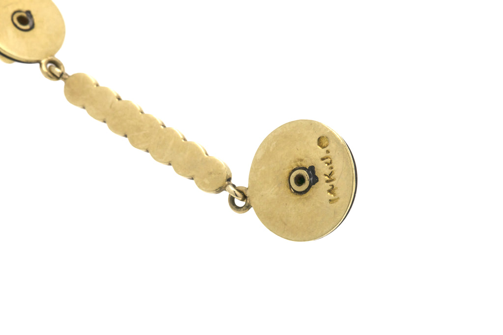 16.5" Antique 14ct Gold Black Enamel Pearl Necklace
