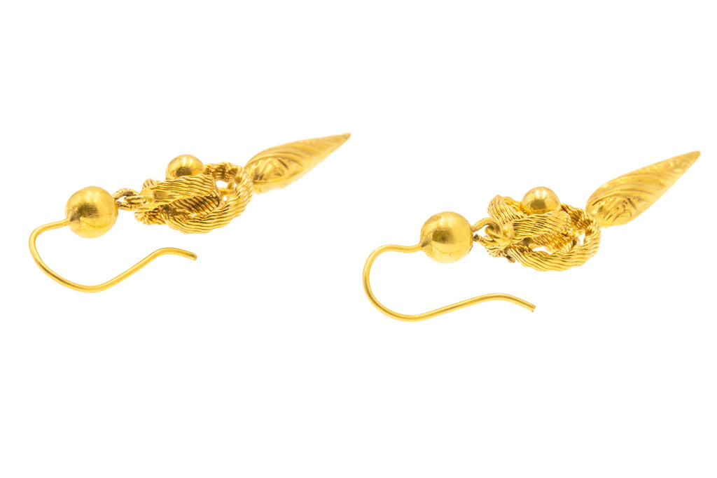 Victorian 9ct Gold Lover's Knot Earrings