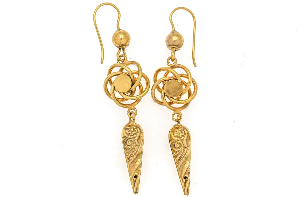Antique 9ct Gold Lover's Knot Earrings