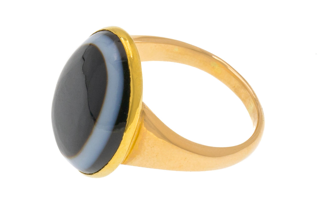 Victorian 9ct Gold Banded Agate Ring