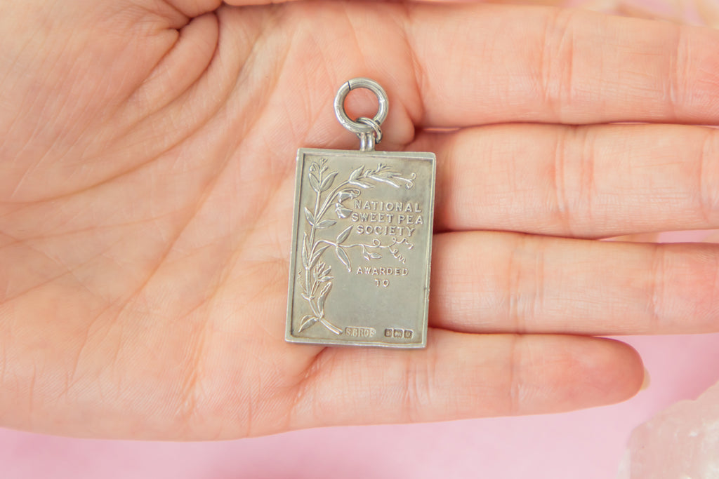 Sterling Silver 'Sweet Pea Society' Fob Pendant