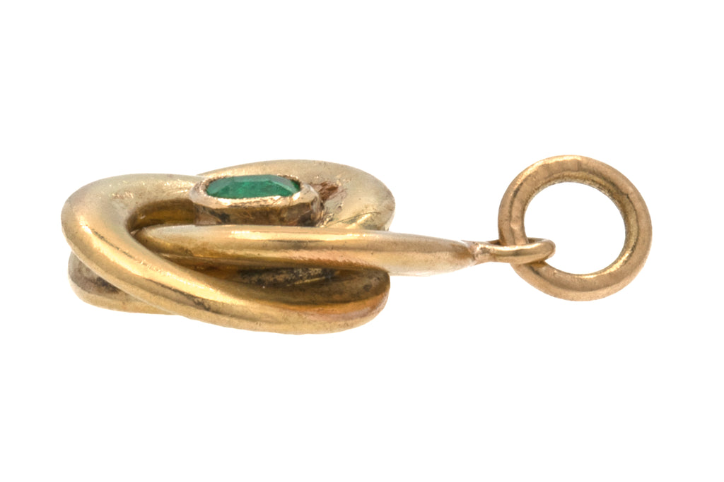 Antique 15ct Gold Natural Emerald Knot Pendant