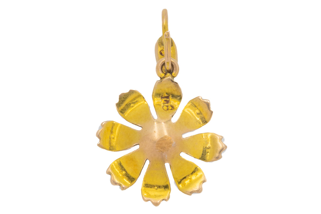 Antique 9ct Gold Pearl Flower Pendant