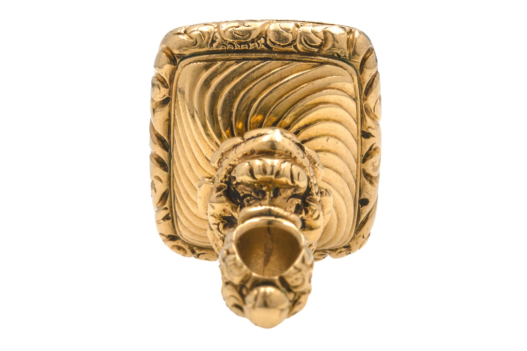 Antique 14ct Gold Carnelian Fob Pendant - 'GWM' intaglio