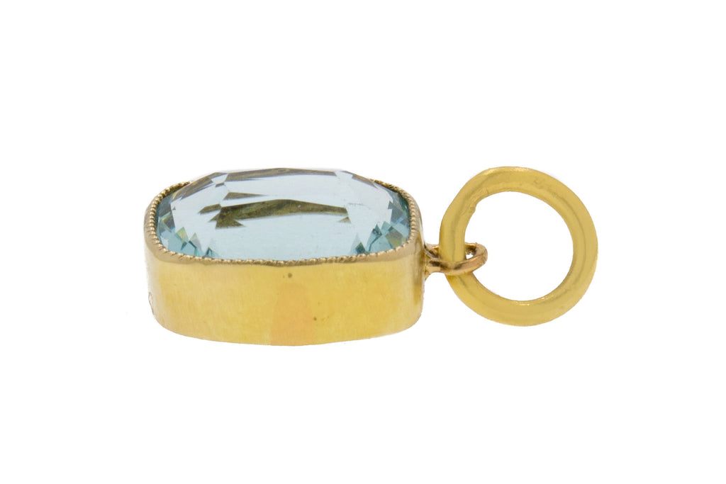 Antique 9ct Gold Aquamarine Paste Pendant
