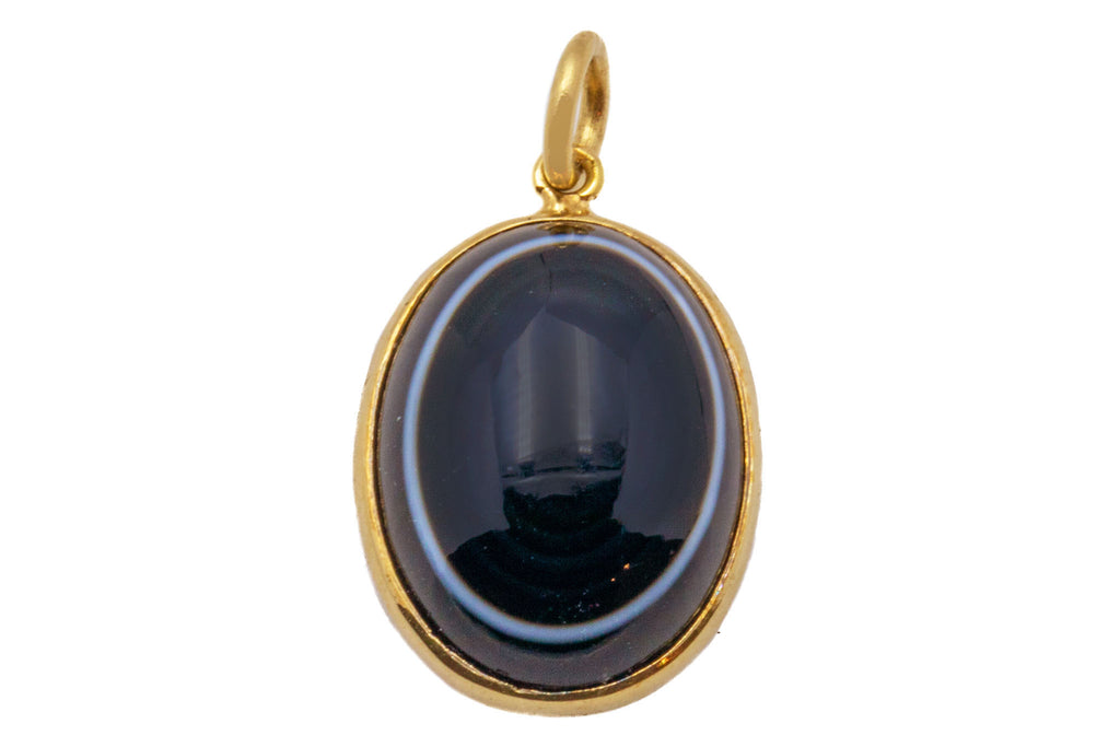 Antique 9ct Gold Banded Agate Pendant