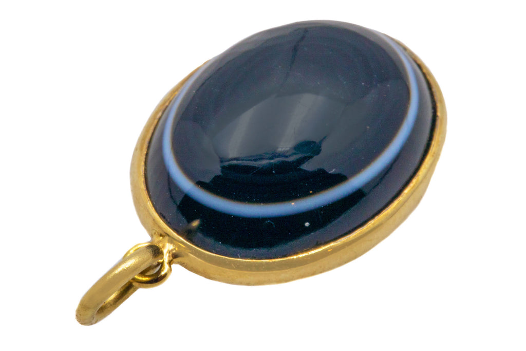 Antique 9ct Gold Banded Agate Pendant