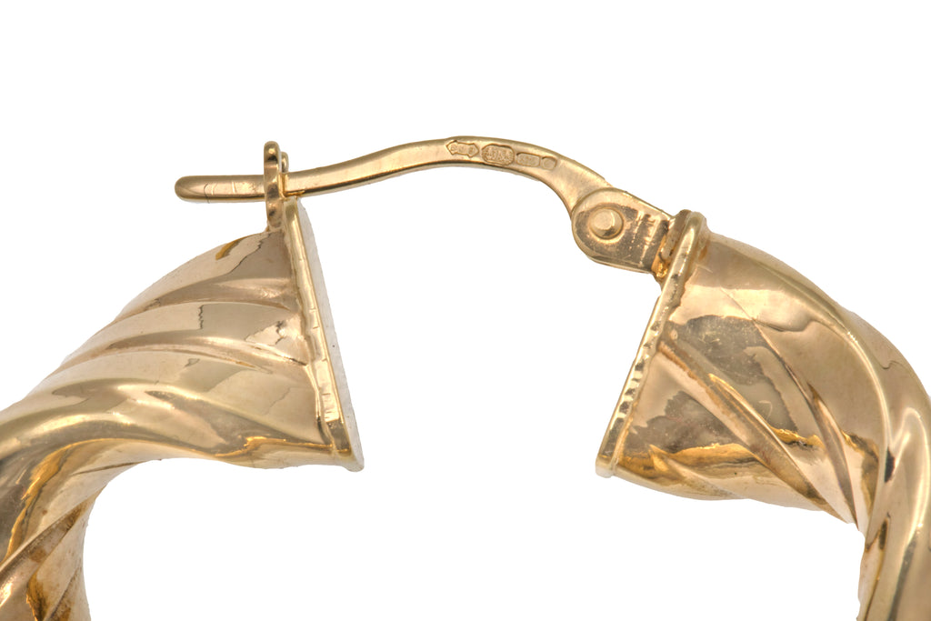9ct Gold Twisted Hoop Earrings, 4.5g
