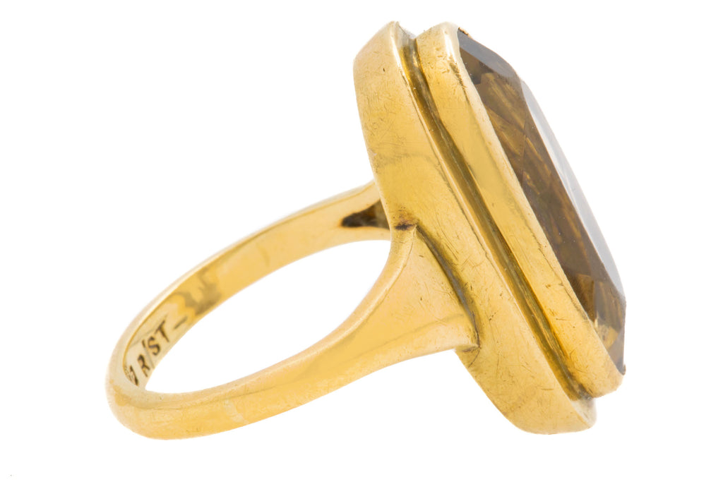 Mid-Century 9ct Gold Smoky Quartz Cocktail Ring, 5.90ct