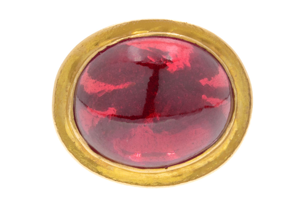 9ct Gold Pink Paste Cabochon Fob