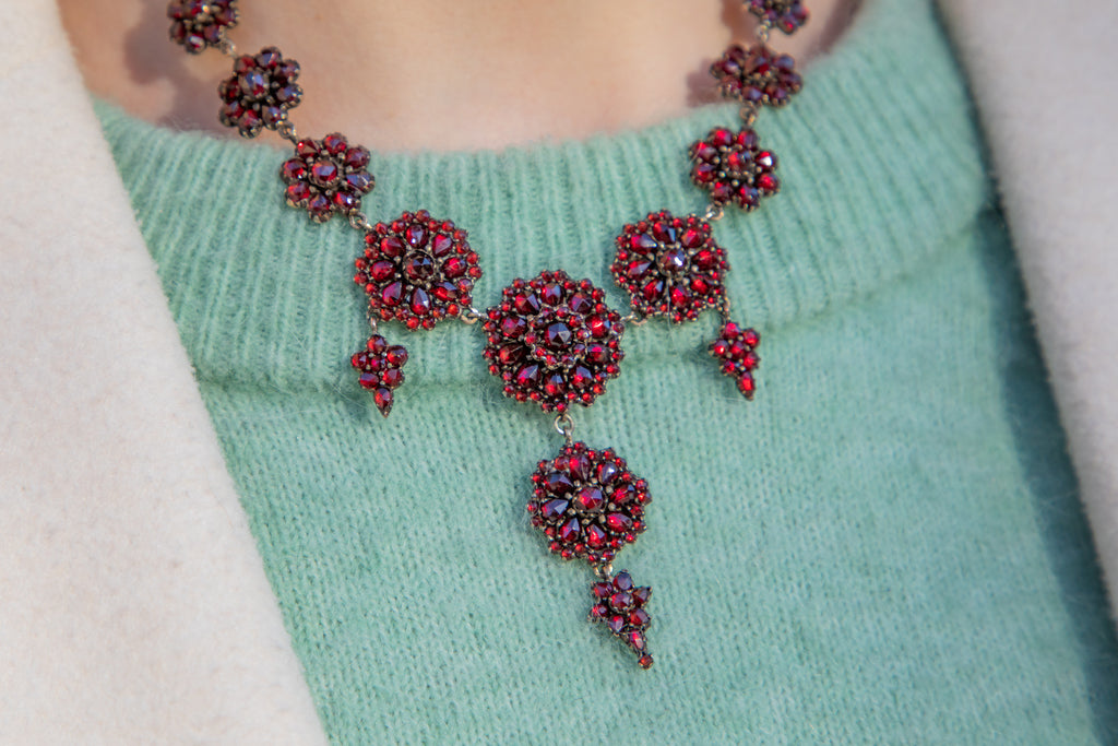 15.5" Antique Bohemian Garnet Necklace