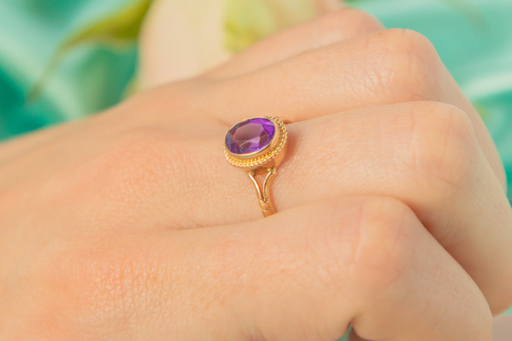 9ct Gold Amethyst Solitaire Ring, 0.60ct