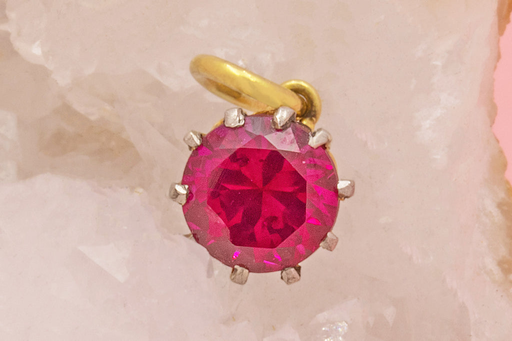 Antique 18ct Gold Ruby Charm
