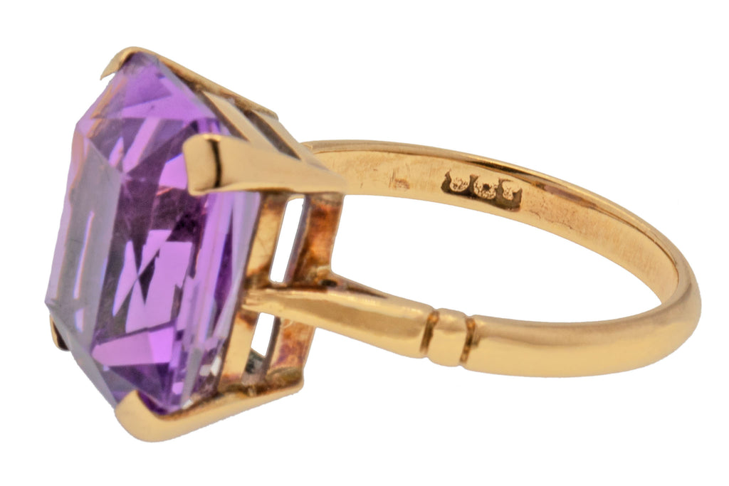 Art Deco 9ct Gold Amethyst Cocktail Ring, 4.00ct
