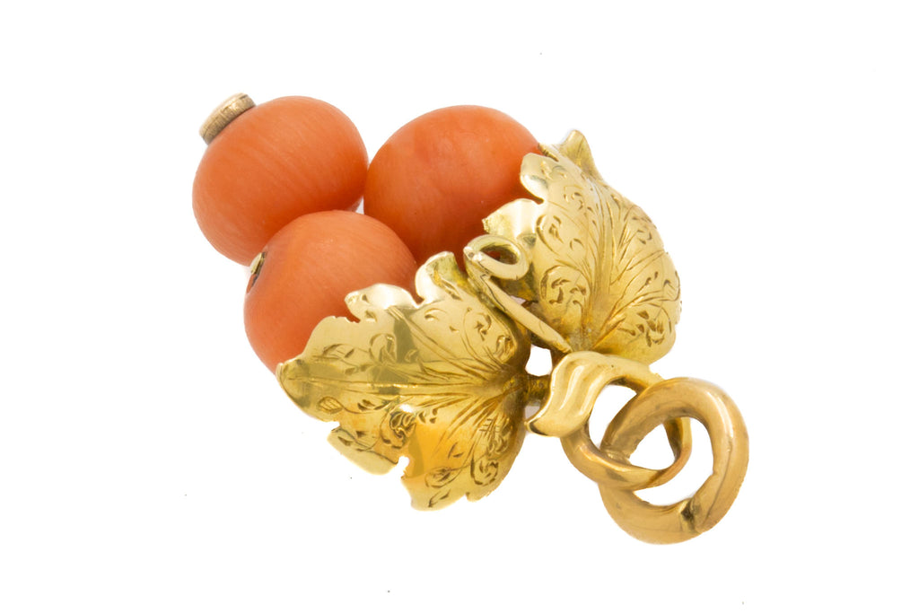 Antique 15ct Gold Coral 'Bunch of Grapes' Charm
