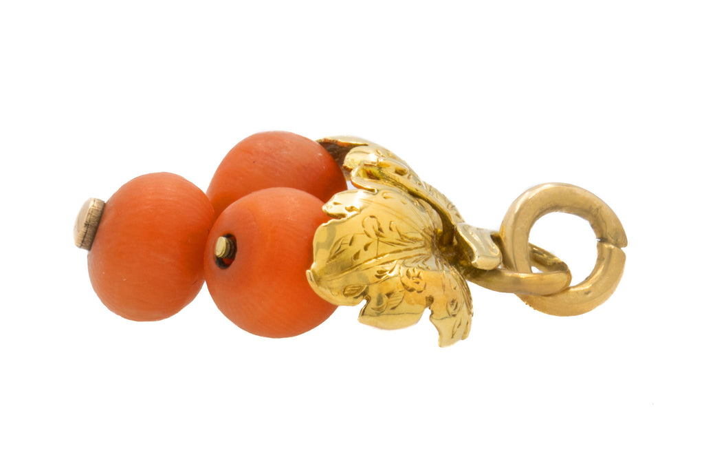 Antique 15ct Gold Coral 'Bunch of Grapes' Charm