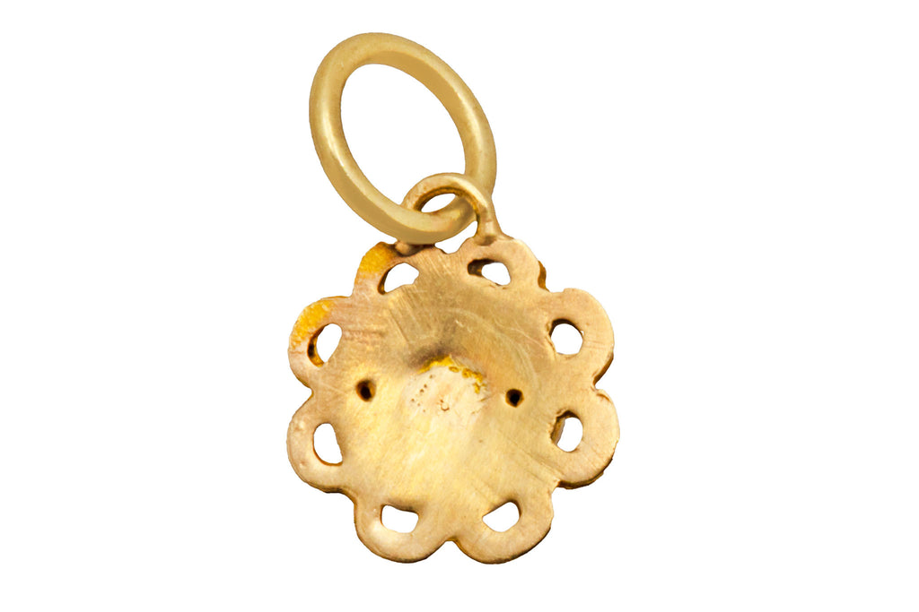 Dainty Antique 9ct Gold Diamond "Star-Set" Flower Charm