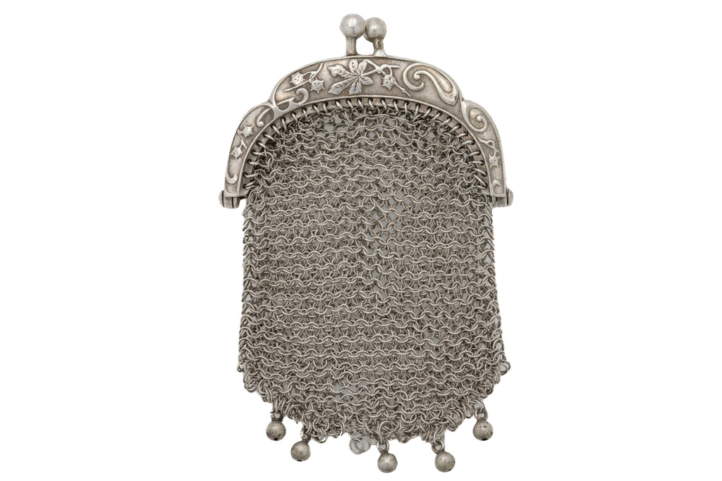 French Silver Chainmail Chatelaine Coin Purse