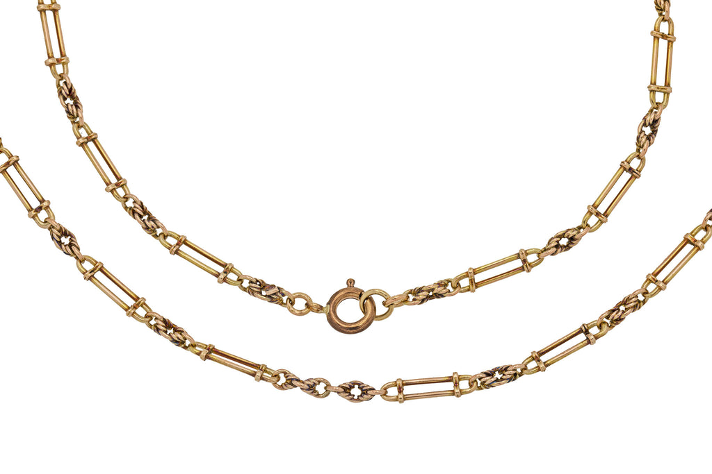 17" Antique 9ct Gold Lover's Knot Chain, 8.5g