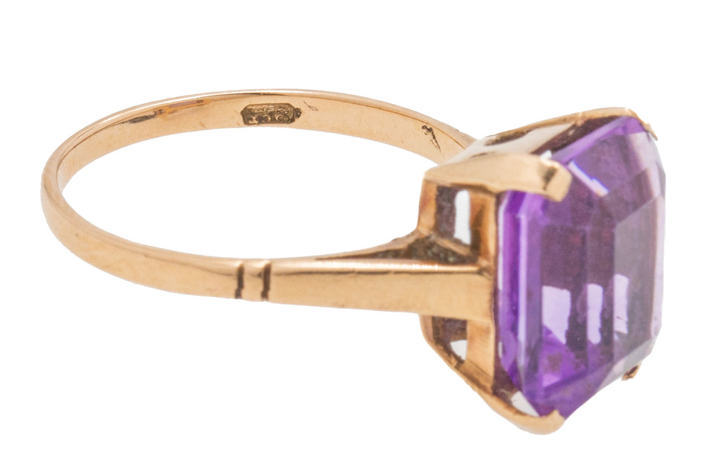 Art Deco 9ct Gold Amethyst Cocktail Ring, 3.93ct
