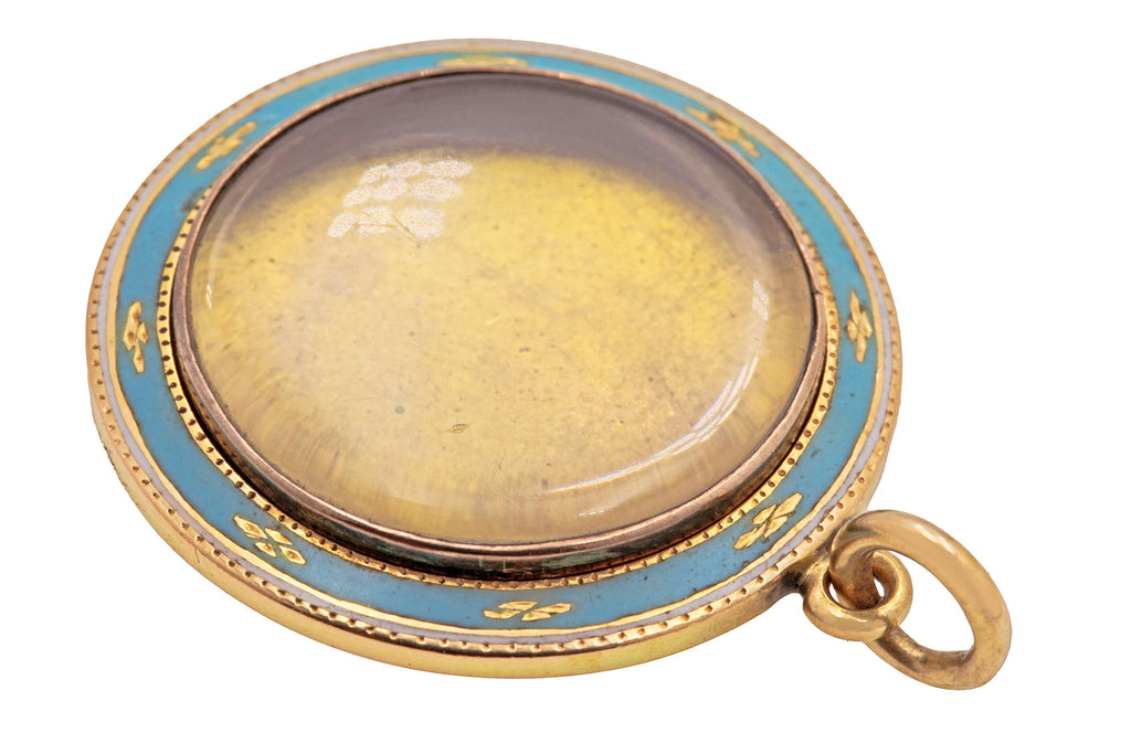 Antique 15ct Gold Blue Enamel Locket
