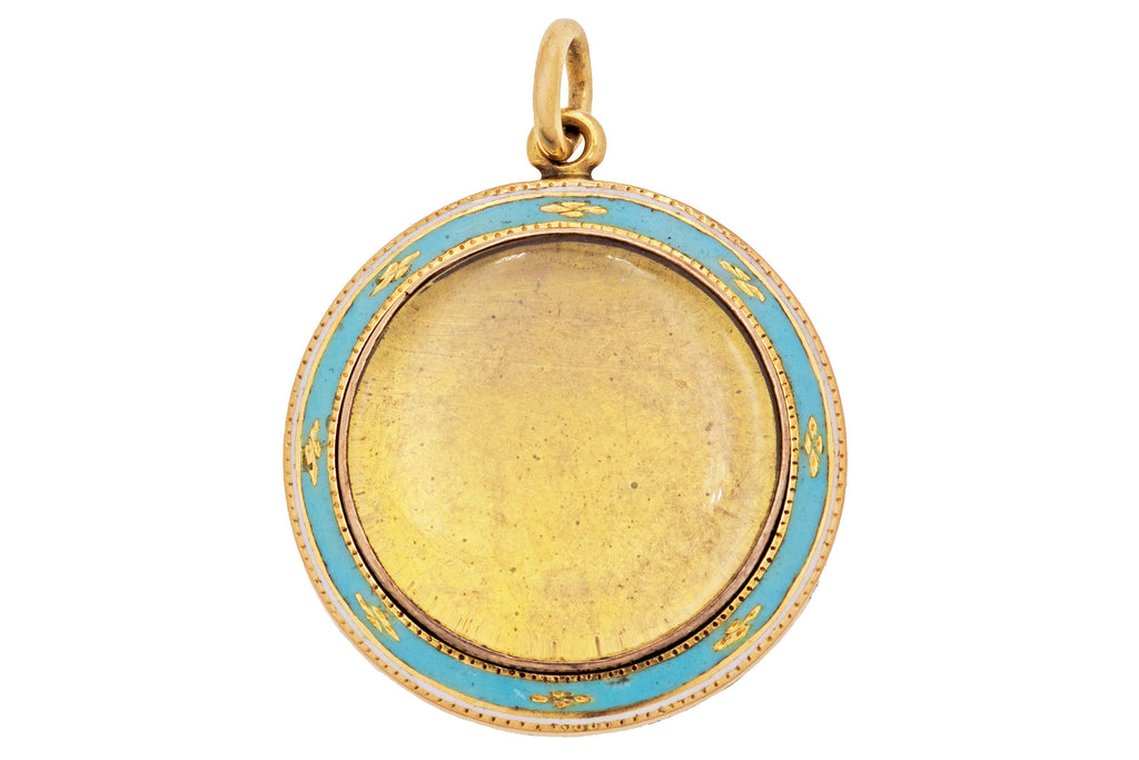 Antique 15ct Gold Blue Enamel Locket