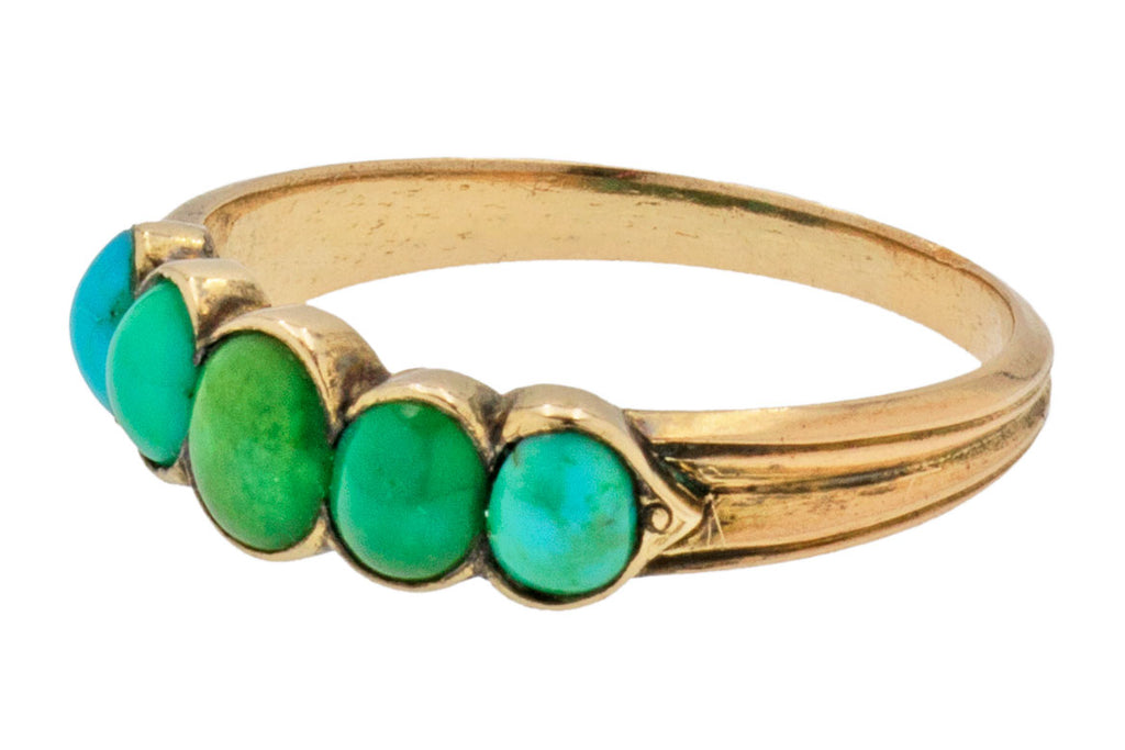 Georgian 9ct Gold Turquoise Five Stone Ring