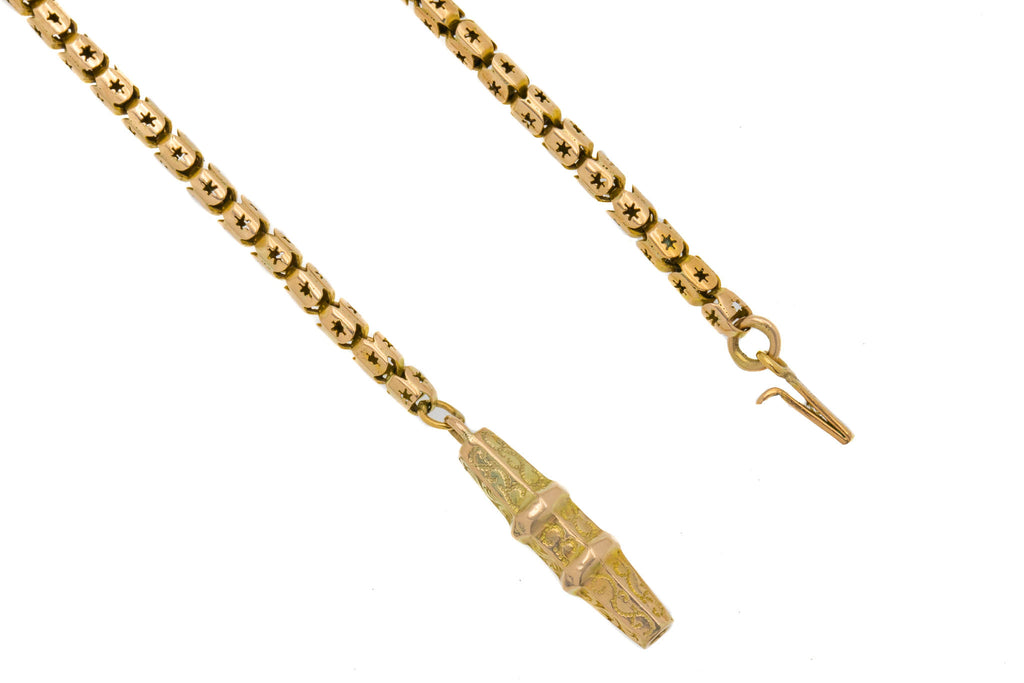 16" Victorian 9ct Gold Star Pierced Box Chain, 7g