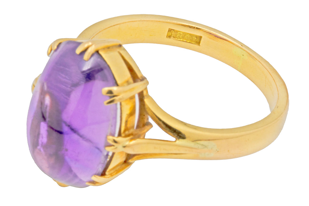 Antique 18ct Gold Amethyst Cabochon Ring, 3.90ct