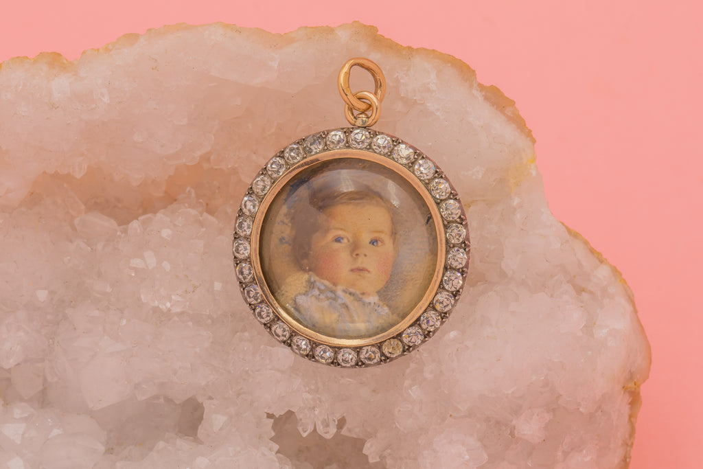 Edwardian Silver Double-Sided Baby Portrait Paste Locket
