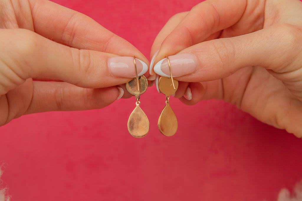 Victorian 9ct Gold Garnet Cabochon Pear-Shaped Drop Earrings, 21.00ct