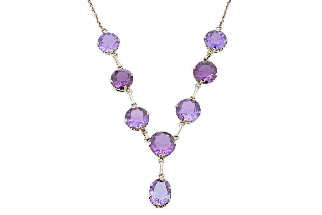 19" Art Deco Silver Colour-Change Sapphire Drop Necklace