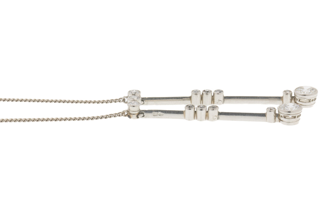 16.5" Art Deco Diamond Platinum Integral Necklace, 0.90ct