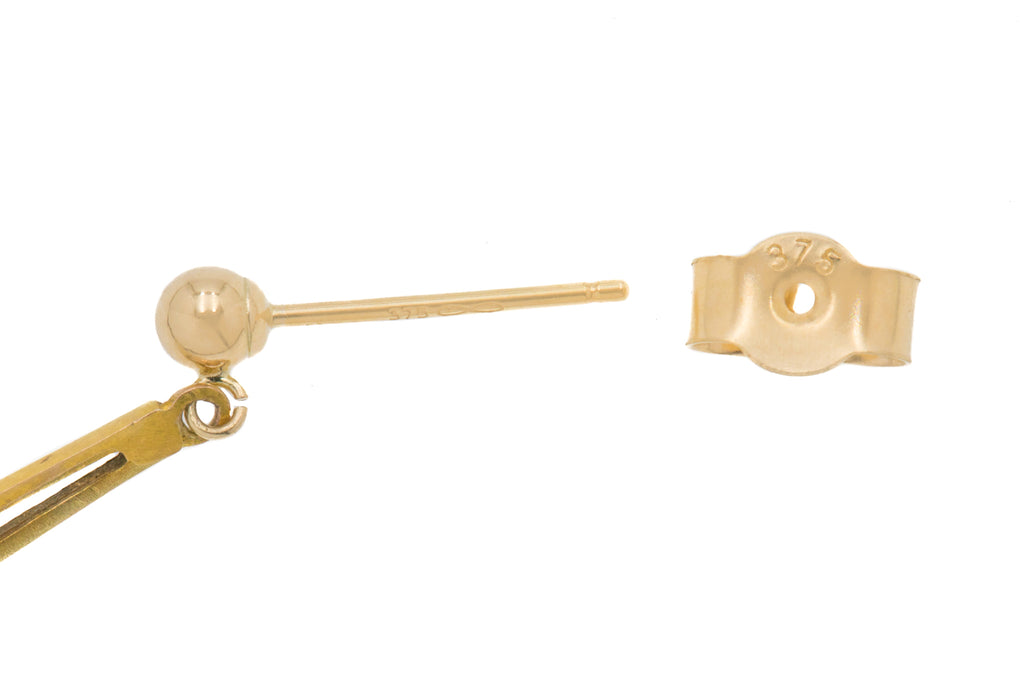 Edwardian 9ct Gold Amethyst Paste Drop Earrings