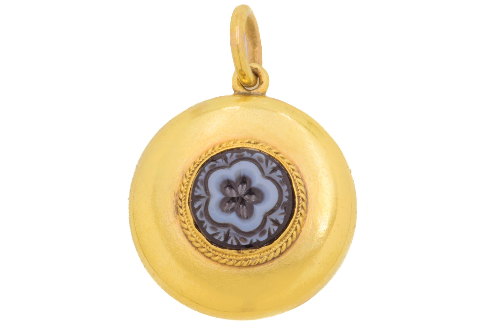 Antique 15ct Gold Carved Agate Flower Pendant Locket – Lillicoco