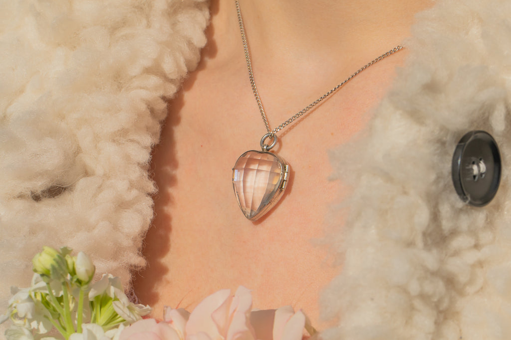 Faceted Victorian Rock Crystal Heart Locket, 24.36ct