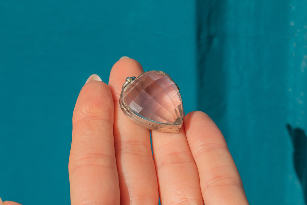 Faceted Victorian Rock Crystal Heart Locket, 24.36ct