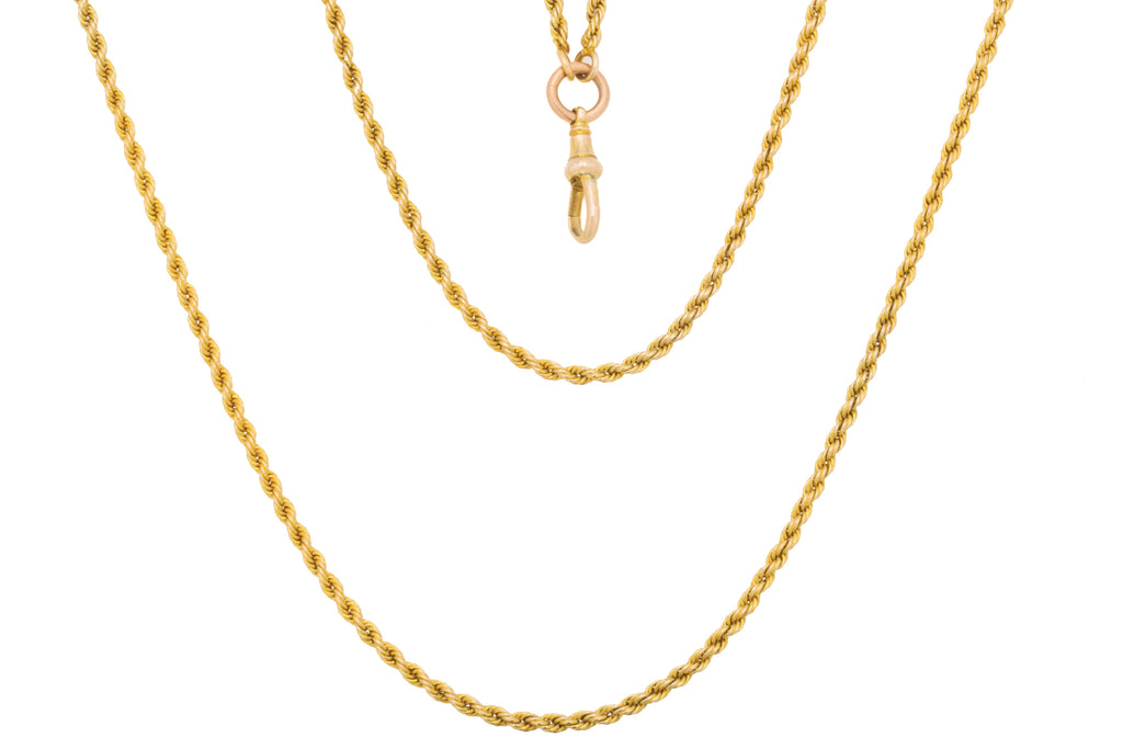 58.5" Victorian 9ct Gold Longuard Rope Chain, 26g