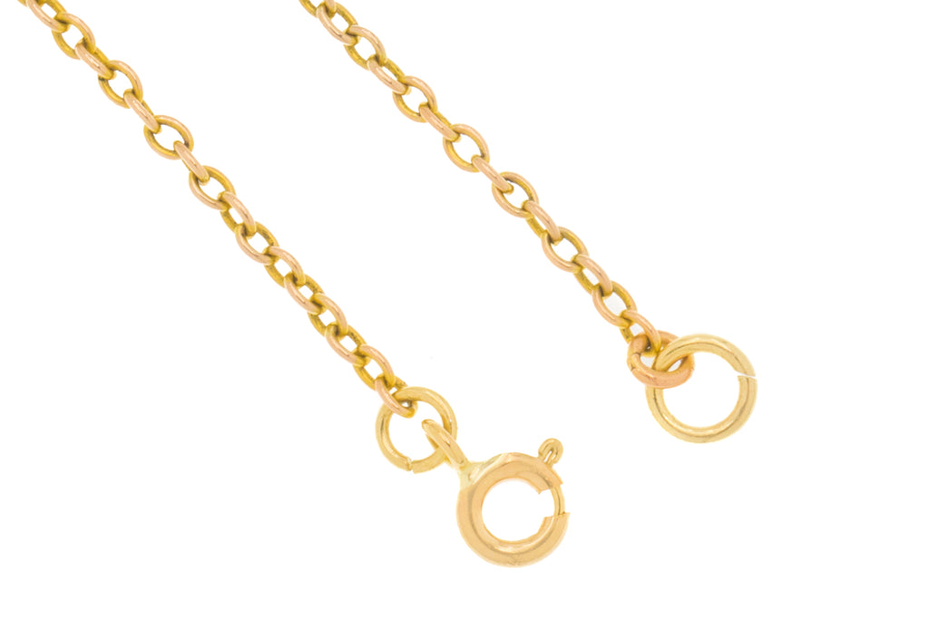 7" Antique 9ct Gold Baroque Pearl & Jade Bracelet