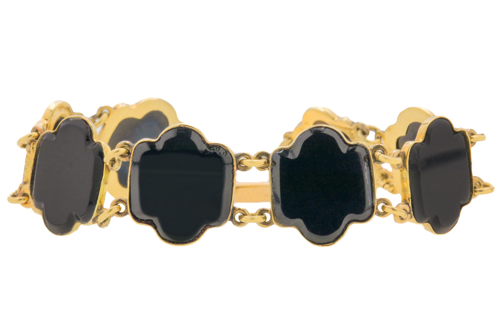Antique 14ct Gold Onyx Bracelet