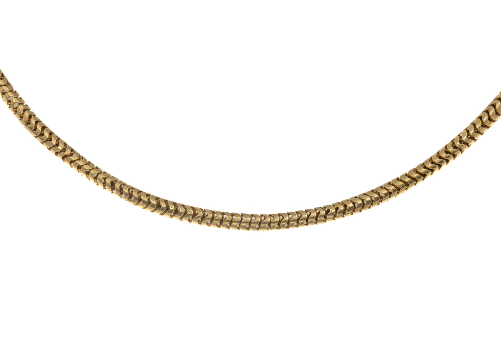 64" Victorian 15ct Gold Snake Chain with Antique Dog Clip, 42g