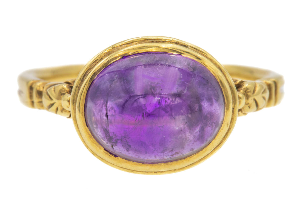 Antique 9ct Gold Amethyst Cabochon Ring, 2.50ct