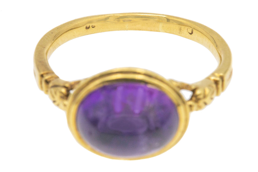 Antique 9ct Gold Amethyst Cabochon Ring, 2.50ct