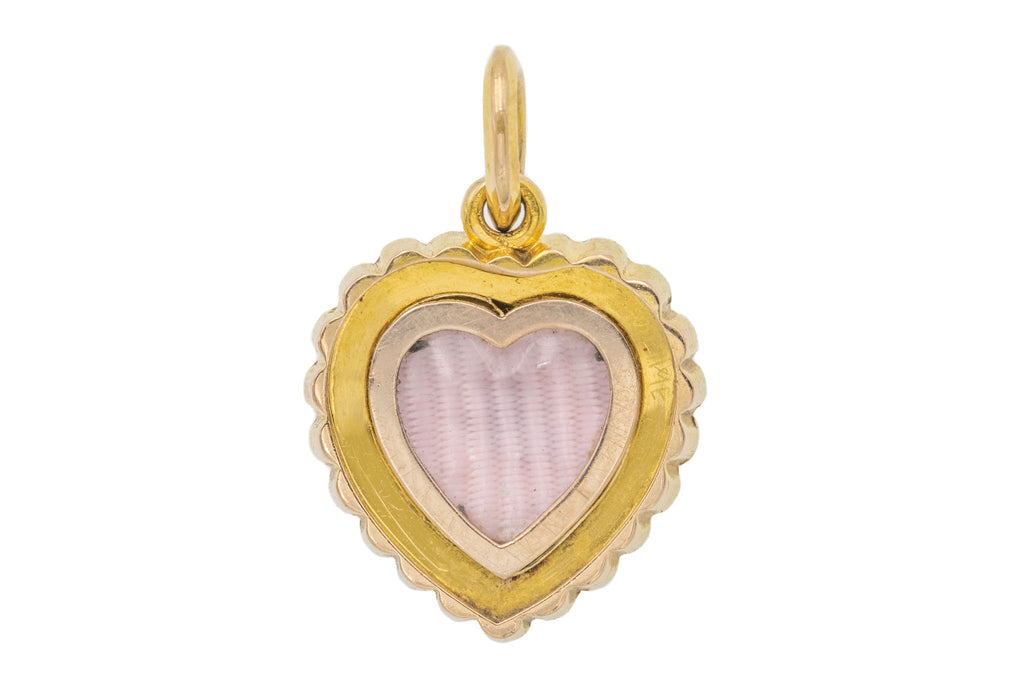 Edwardian 18ct Gold Red Enamel Heart Locket, Original "Skinner & Co" Fitted Box