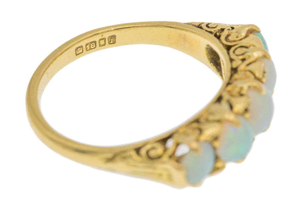 18ct Gold Opal Five Stone Ring, 0.75ct