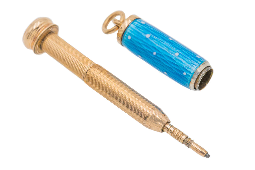 Edwardian Blue Enamel Pencil Pendant