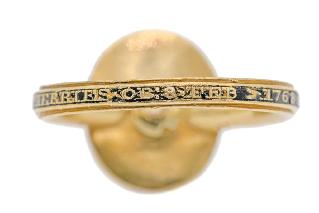 Georgian Garnet Cabochon Pearl Star Memorial Ring, 5.90ct- c.1768