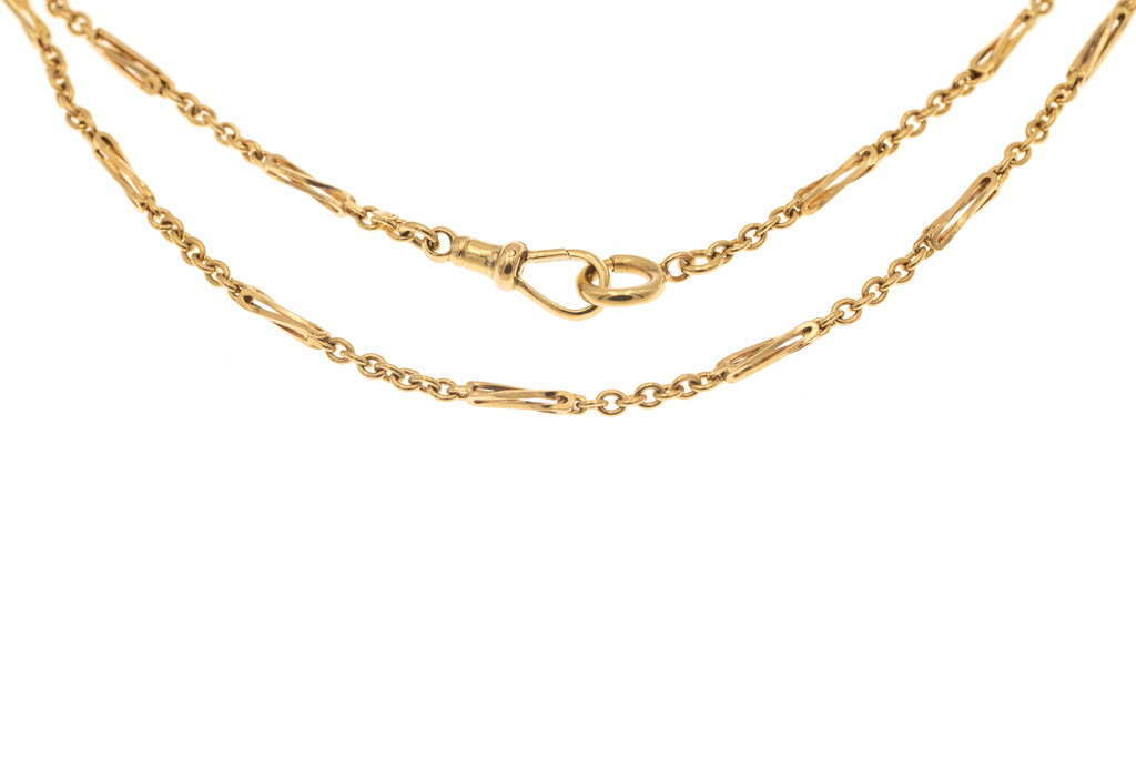 13.5" 9ct Gold Fancy Link Chain, Dog Clip, 7.4g