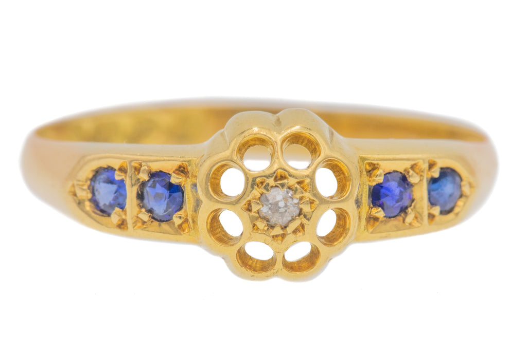 18ct Gold Sapphire & Diamond Flower Ring