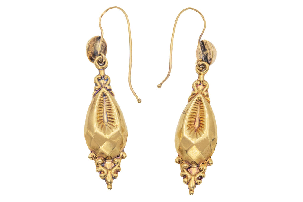 Victorian 9ct Gold Fancy Drop Earrings
